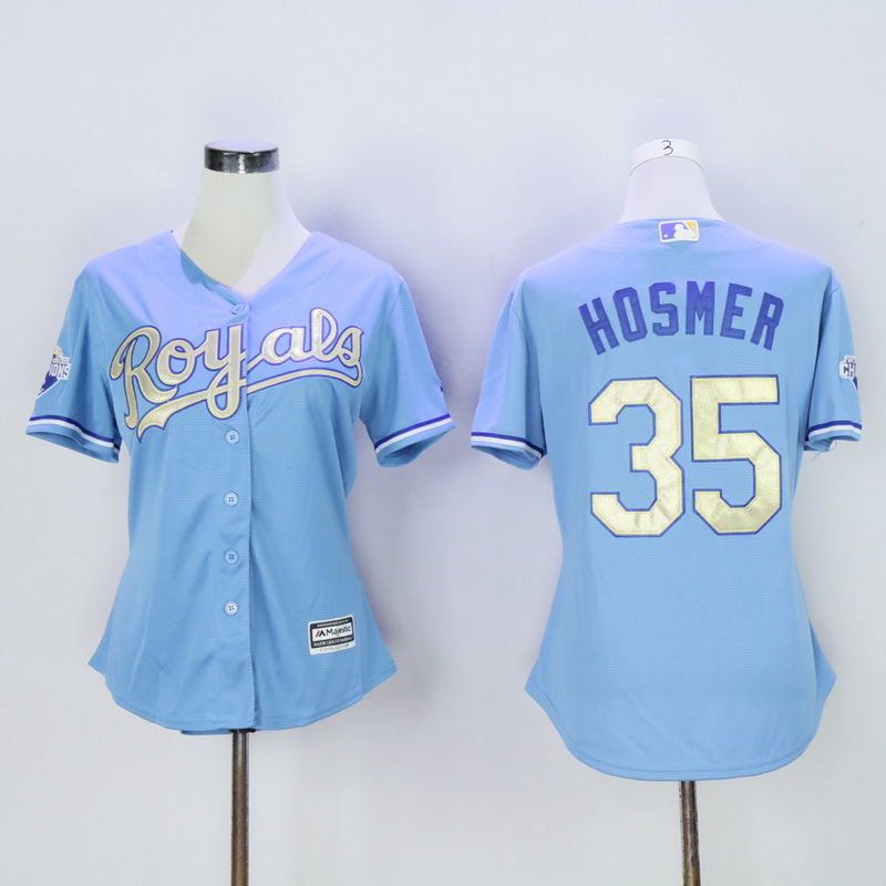 Women Kansas City Royals #35 Hosmer Light Blue Champion MLB Jerseys->women mlb jersey->Women Jersey